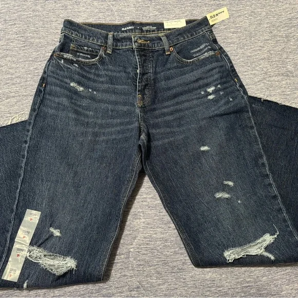 Old Navy Women’s Blue Slouchy Straight Jeans 4 - Picture 3 of 5